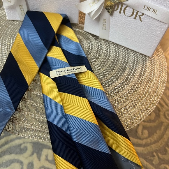 Dior Other - NWOT Dior Men's Chevron Tie - Yellow, Blue, and Black